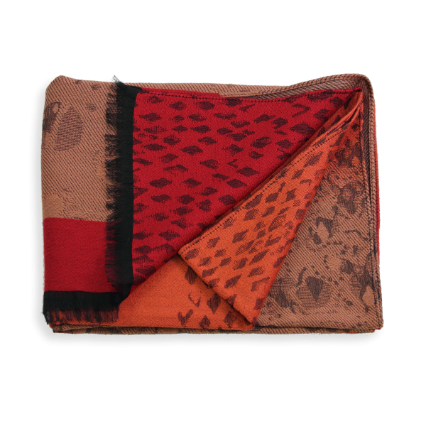 Red-orange-rayon-wool-women’s-stole-Delice