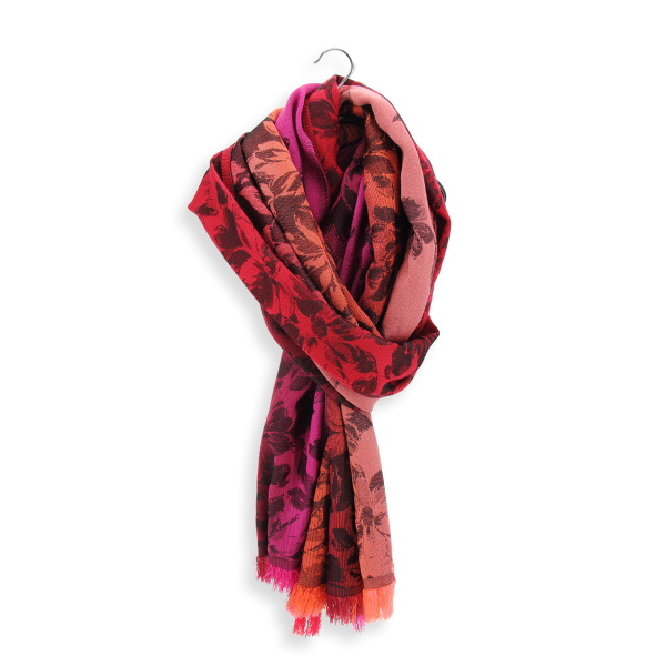 Red-fuchsia-wool-silk-women's-stole-Romantique