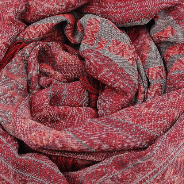 Women's-large stole-wool-red-Sherazade