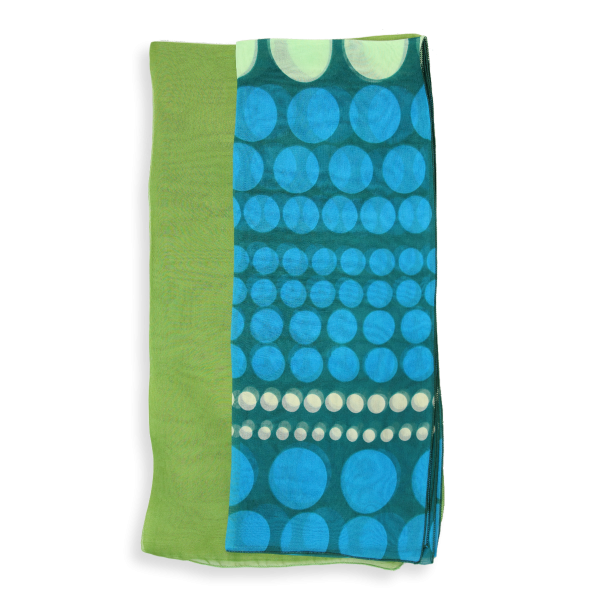 Woman-duo-stoles-silk-plain-printed-dots-lemon-green-A