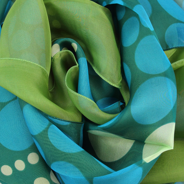 Woman-duo-stoles-silk-plain-printed-dots-lemon-green-A