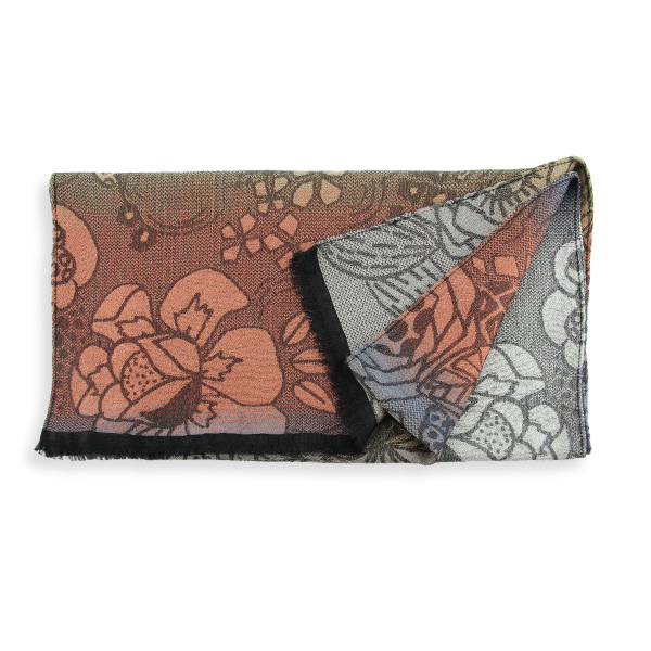 Grey-terracotta-rayon-Merino wool-women’s-scarf-Style