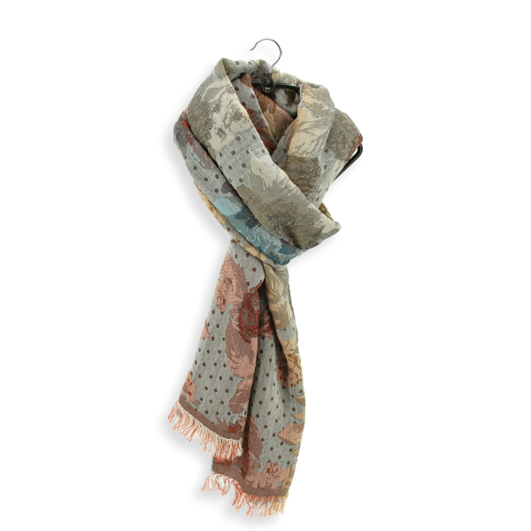 Golden-turquoise-silk-cotton-women’s-stole-flower-power