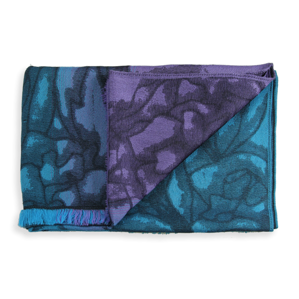 Purple-turquoise-silk-merino wool-women's-stole-Rosae