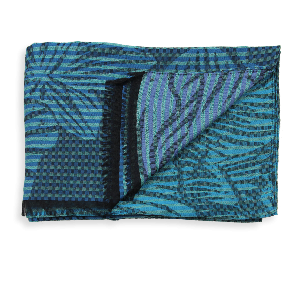 Blue-turquoise-cotton-silk-wool-women’s-oversize-stole-Valparaiso