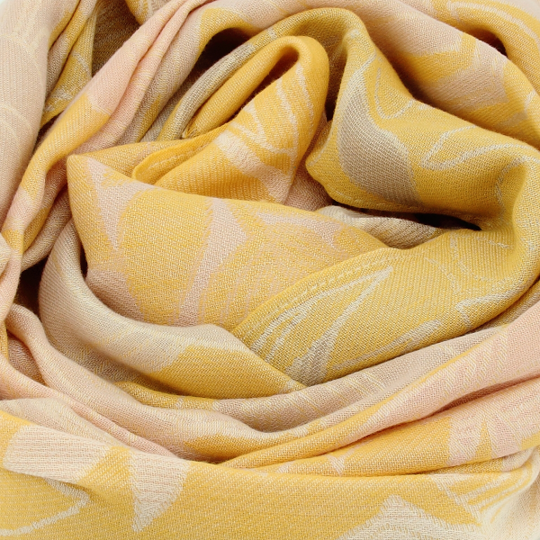 Women's-cotton-linen-stole-yellow-pink-tropical-flowers
