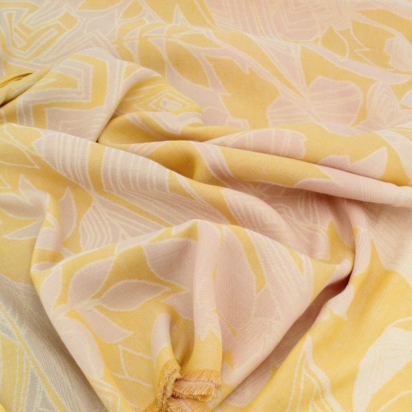 Women's-cotton-linen-stole-yellow-pink-tropical-flowers