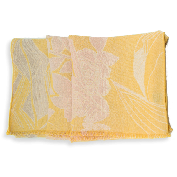Women's-cotton-linen-stole-yellow-pink-tropical-flowers