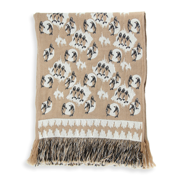 Penguin-beige-white-wool-children’s-scarf