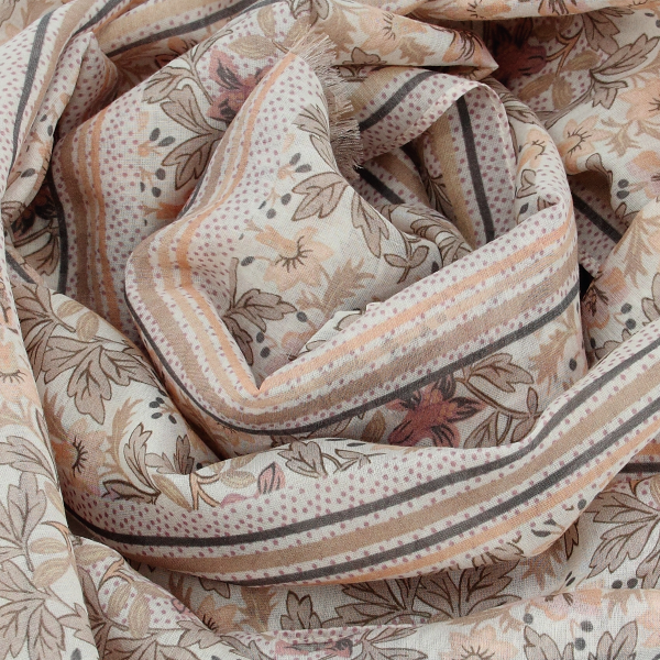 Women's-beige-cotton-silk-printed-scarf-Jardin