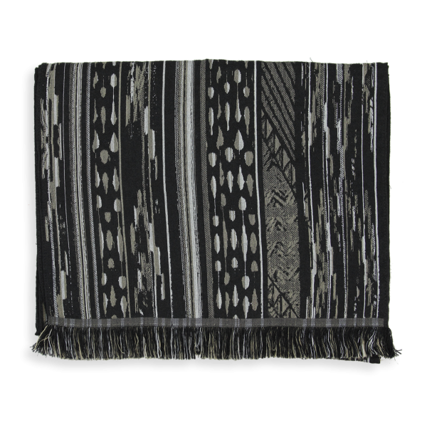 Black-gray-cotton-silk-wool-men’s-scarf-Sauvage