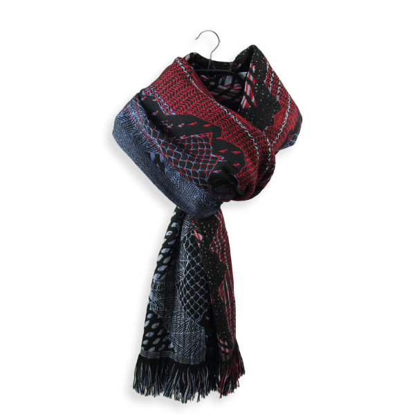 Black-red-blue-rayon-Merino wool-women’s-men’s-scarf-Nebuleuse