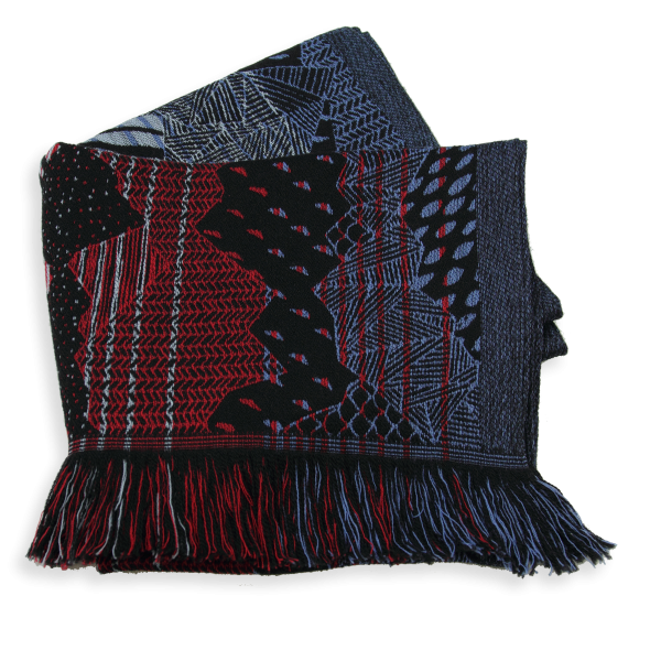 Black-red-blue-rayon-Merino wool-women’s-men’s-scarf-Nebuleuse
