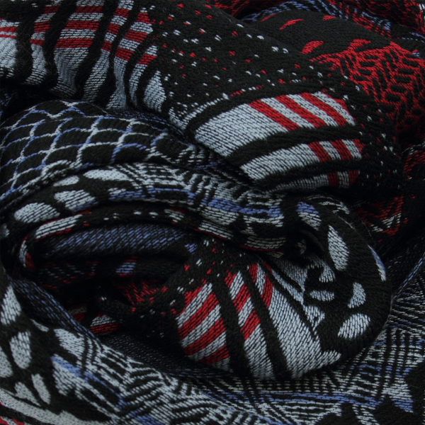 Black-red-blue-rayon-Merino wool-women’s-men’s-scarf-Nebuleuse