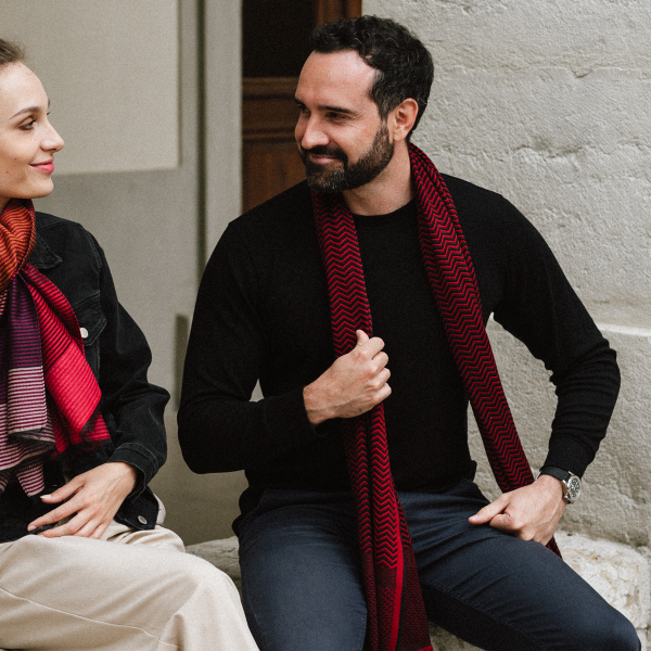 Red-black-merino-wool-silk-men's-scarf-Sporty