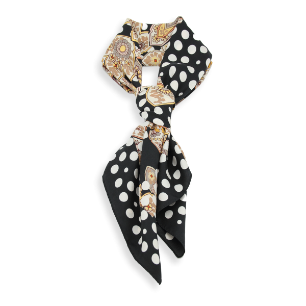 Black-silk-organic-square scarf-printed-Soierie