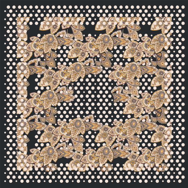 Black-silk-organic-square scarf-printed-Soierie