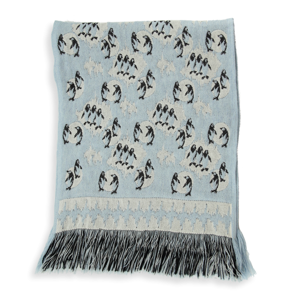 Penguin-blue-wool-children’s-scarf