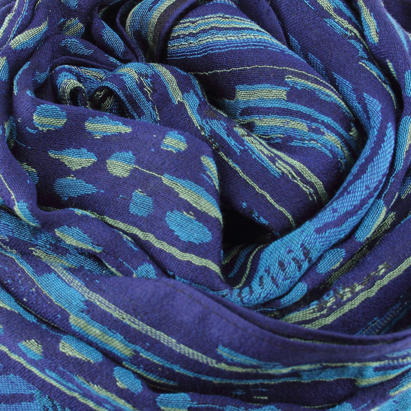 Blue-cotton-silk-wool-men’s-scarf-Sauvage