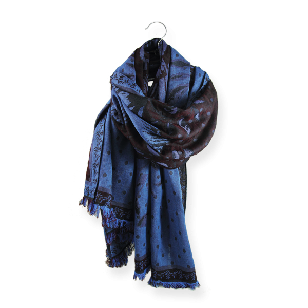 Blue-bordeaux-cotton-silk-wool-women’s-stole-maxi-floral