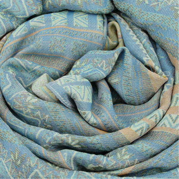 Women's-large stole-wool-azure blue-Sherazade