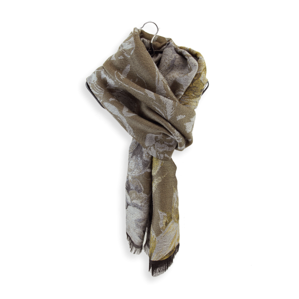 Botanic-beige-silk-cotton-wool-women’s-stole