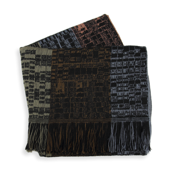 Leather brown-rayon-Merino wool-men’s-scarf-Janeiro