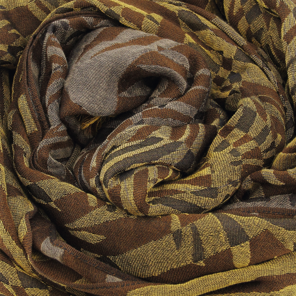 Fascine-brown-yellow-cotton-silk-wool-women’s-stole