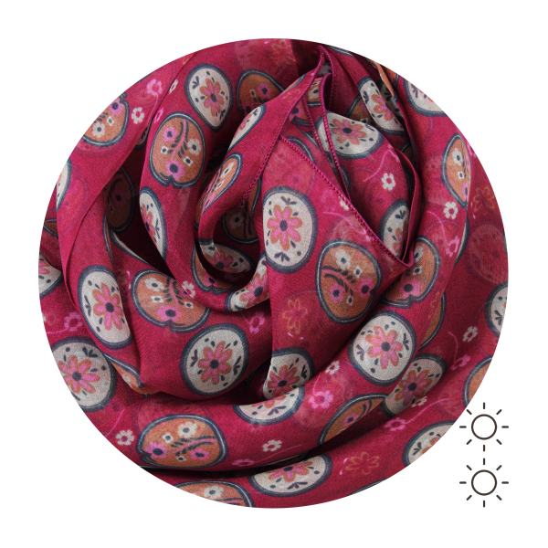 Scandinave-flower-printed-silk-cardinal-pink-women’s-scarf
