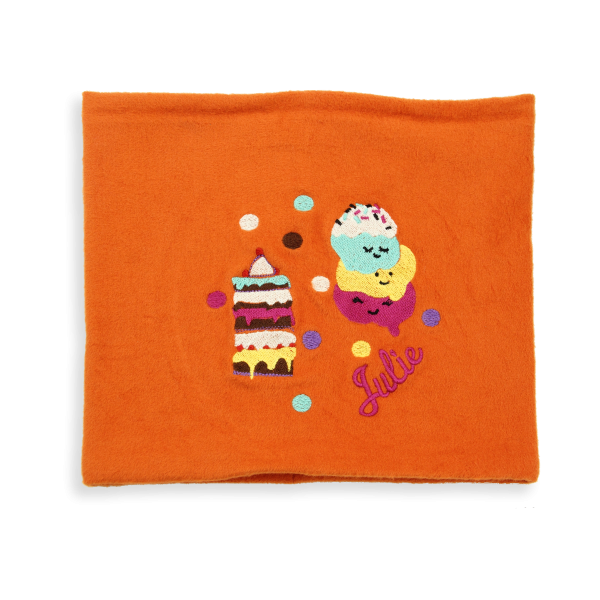 Halloween-orange-organic-cotton-cake-embroidered-children’s-scarf