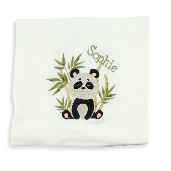 Off white-organic-cotton-panda-embroidered-children’s-scarf