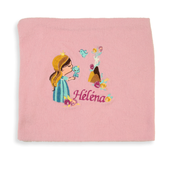 Soft pink-organic-cotton-princess-embroidered-children’s-scarf