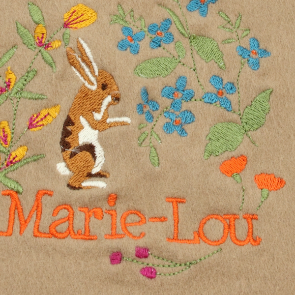 Beige-organic-cotton-rabbit-embroidered-children’s-scarf