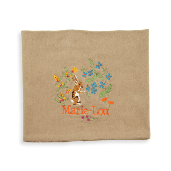 Beige-organic-cotton-rabbit-embroidered-children’s-scarf