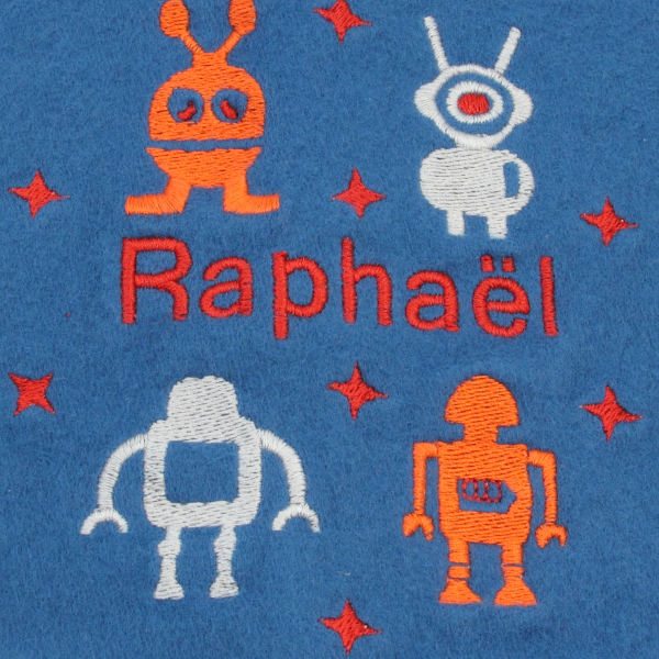 Blue-organic-cotton-robots-embroidered-children’s-scarf