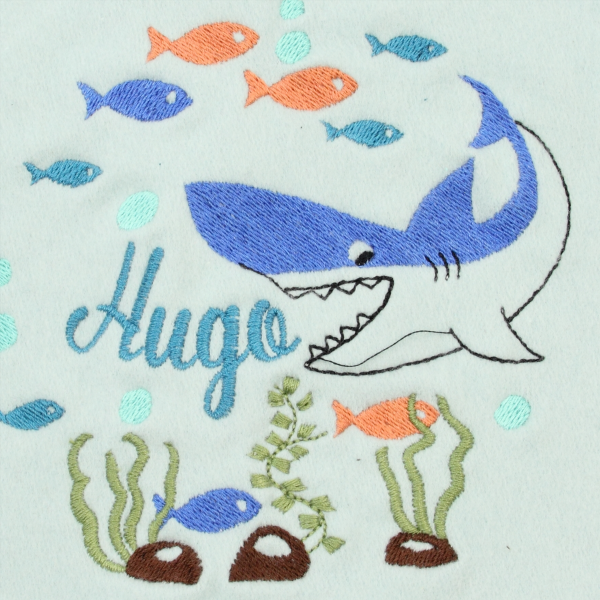 Sky-blue-organic-cotton-shark-embroidered-children’s-scarf