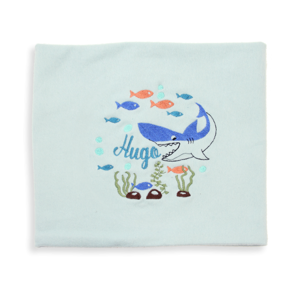 Sky-blue-organic-cotton-shark-embroidered-children’s-scarf