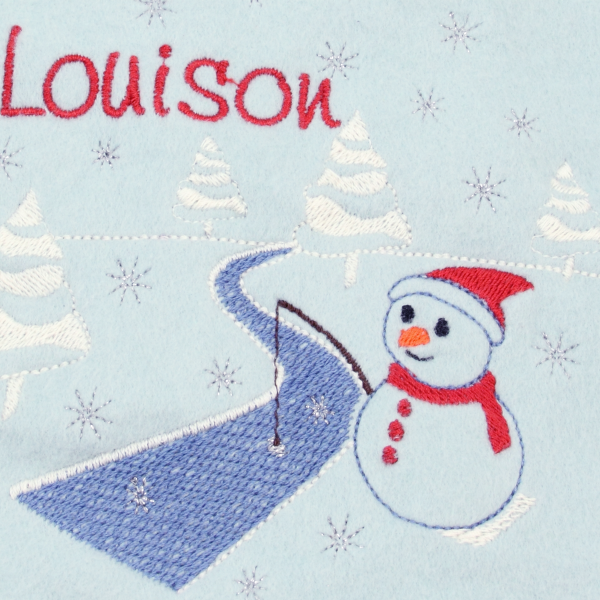 Sky-blue-organic-cotton-snowman-embroidered-children’s-scarf