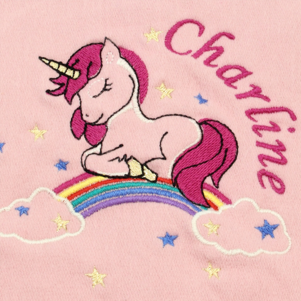 Pink-organic-cotton-unicorn-embroidered-children’s-scarf