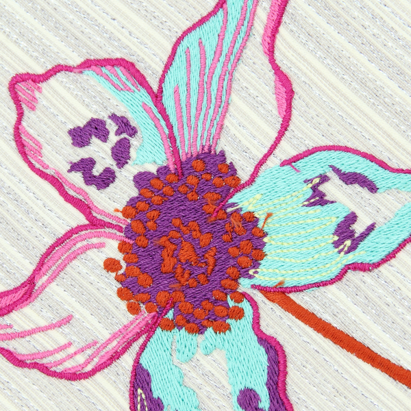 embroidered shoulder bag trio fleuri argent