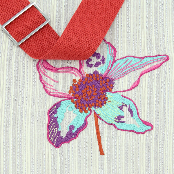 embroidered shoulder bag trio fleuri argent