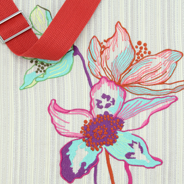 women’s-embroidered-woven bag-trio fleuri-argent