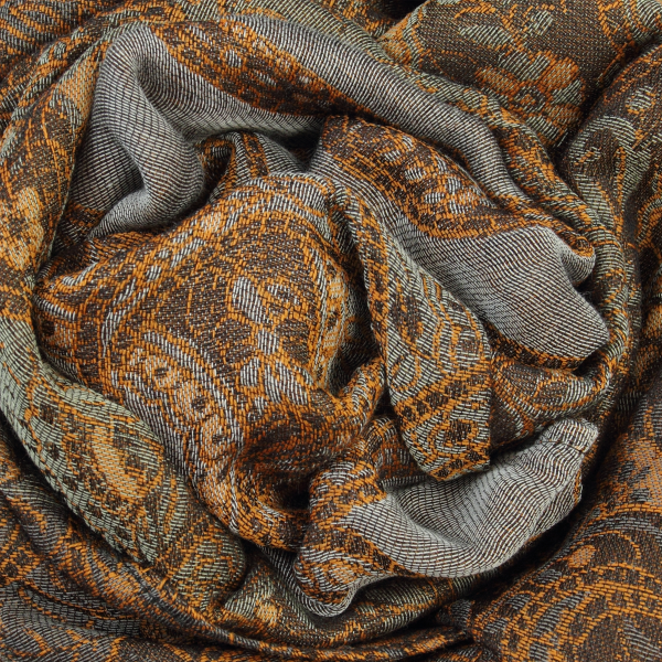 Grey-gold-cotton-silk-wool-women’s-stole-Paisley