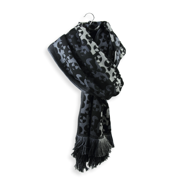 Gray-black-Merino wool-rayon-men’s-scarf-Running