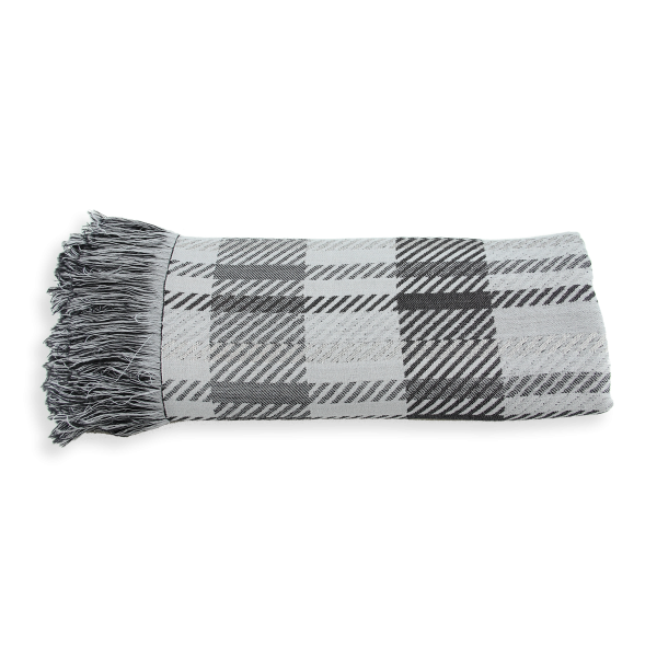 Square scarf-women’s-wool-rayon-grey-Ecossais