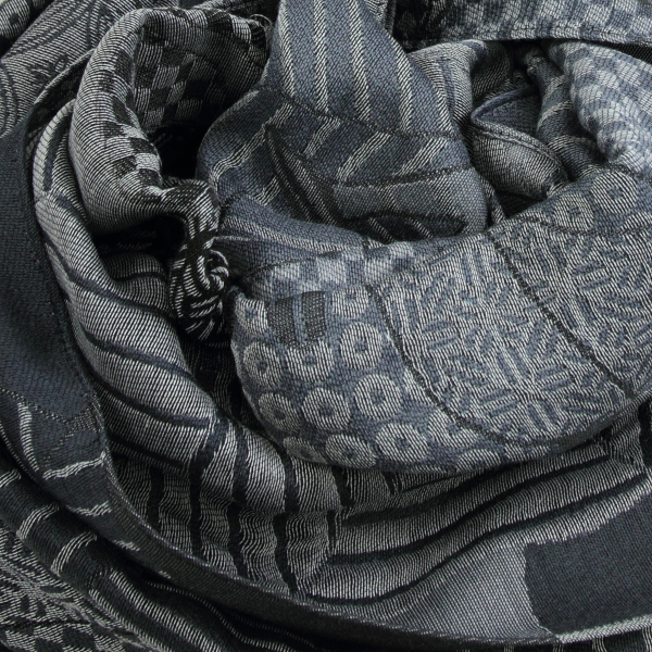 Black-gray-silk-wool-unisex-stole-Amour
