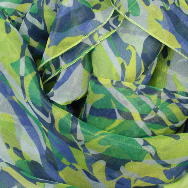 Women's-silk-scarf-printed-flower-wild-blue-green-made-in-France