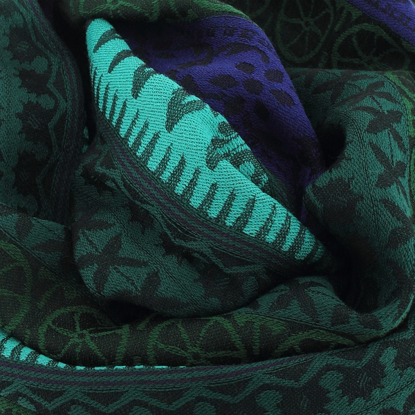 Turquoise-green-rayon-wool-women’s-scarf-Precieux