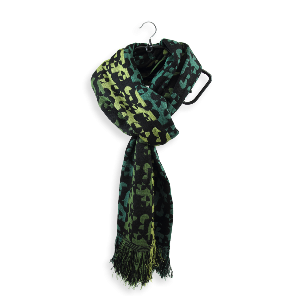 Green-black-Merino wool-rayon-men’s-scarf-Running