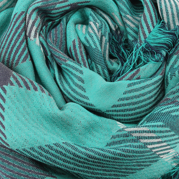 Square scarf-women’s-wool-rayon-green-Ecossais